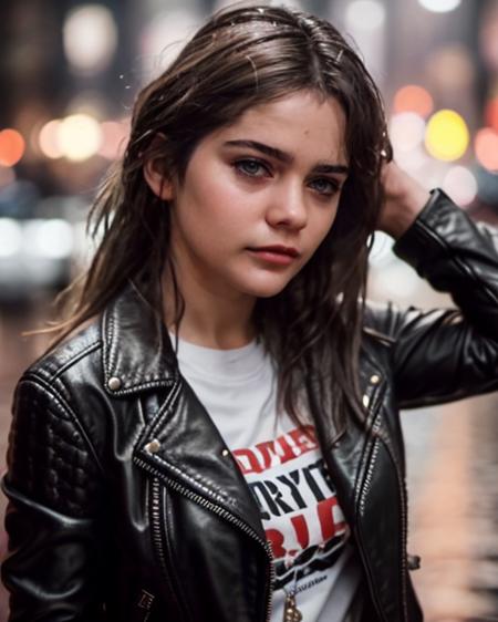 Woman in a leather jacket, against the background of a rainy city, (Wet hair:1.2) <lora:DS65_AlSe1024_100_128:0.7> <lora:DetaliSlider:2>, maximum details