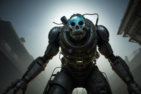 HDR photo of retro biopunk person, wide shot and from below, volumetric lighting . High dynamic range, vivid, rich details, clear shadows and highlights, realistic, intense, enhanced contrast, highly detailed,