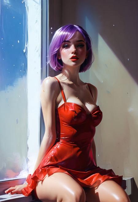 style by Ilya Kuvshinov, against glass,(Low-Key Portraits by Vicky Roy and Dino Pedriali:1.2), (aesthetic of symbolism with radicalized atmosphere:0.5), small tits, rating_explicit,(side view:0.70),(medium full shot),(head to thighs),(masterpiece, best quality, highly detailed, realistic),(Snow White,), volumetric lighting, vibrant colors, blond bimbo. pretty girl with long hair, huge tits, tits bursting out of her ballerina costume. 1990s hairstyle and clothes eyelashes, firm breasts, petite girl, shortstack, rating_explicit, pretty girl, vivid colors, looking longingly, (freckles), , (((cute face, boots, Summer dress, purple hair))) , , , thick eyebrows, blushing, bimbo,,, full lips, big ass, , skinny thighs, choker, , , , sitting on your knees front view , , blush, shiny skin, The red dress