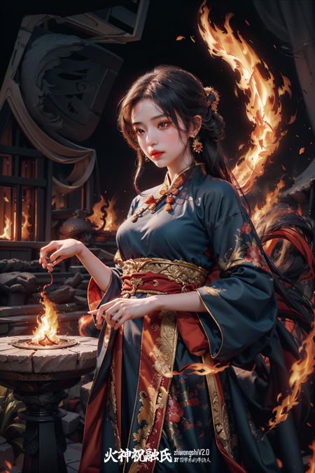 huoshen zhurongshi fire Flames cover clothes