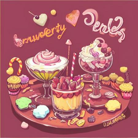 dessert, candies, darwing, cartoon