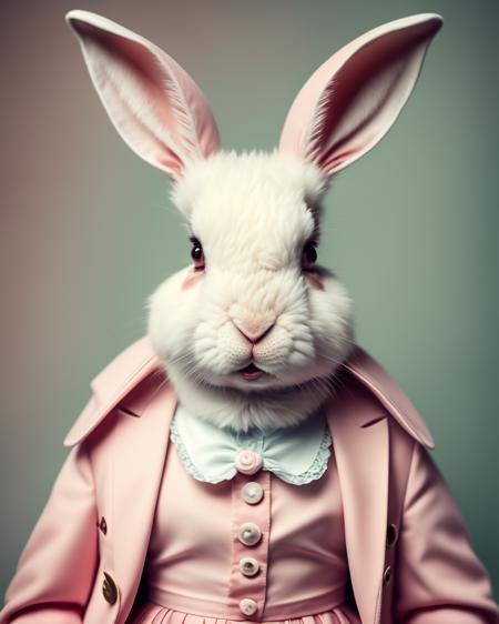 photo portrait of a rabbit, Annabel Kidston, professional photo, a character portrait, kitsch movement,