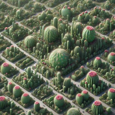 City, Big city made of cactus,  tech  <lora:Prickly Pear Style v1:1>, Prickly Pear Style,