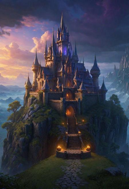 Environment castle nathria in world of warcraft ::gothic style fully developed castle :cinematic, raining, night time, detailed, epic , concept art, Matte painting, shafts of lighting, mist, photorealistic, concept art, volumetric light, cinematic epic + rule of thirds, movie concept art, 8k, cinematic, trending on artstation, movie concept art, cinematic composition , ultra detailed, realistic , hyper realistic , volumetric lighting , 8k  ar 3:1