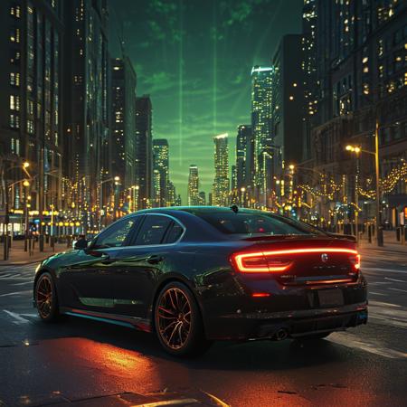 1car, city background, looking at viewer, bright lights, high resolution, precise, high detailed, 4k,