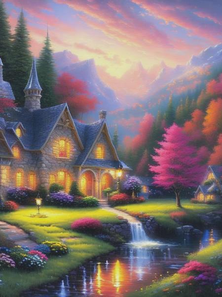 <lyco:ThomasKinkade:1.0> A painting better than Thomas Kinkade