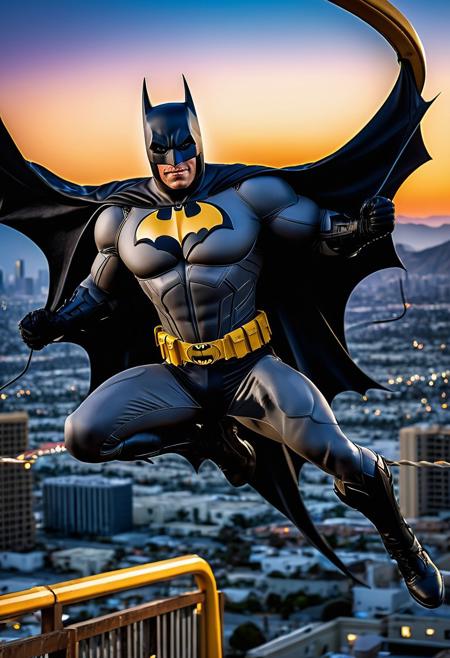 portrait of <Subject> as Batman, Swinging with a batrope over Los Angeles, comic book style, action shot, volumetric lighting, 8 k resolution, Jim Lee, Brian Bolland, George Perez, symmetrical, maximalist, buxom, large grin, realistic skin texture, professional portrait photography by Martin Schoeller, by Mark Mann, by Steve McCurry, studio lighting, canon lens, shot on dslr, 64 megapixels, sharp focus, highly detailed, spare living room, curvy, solo, 2024