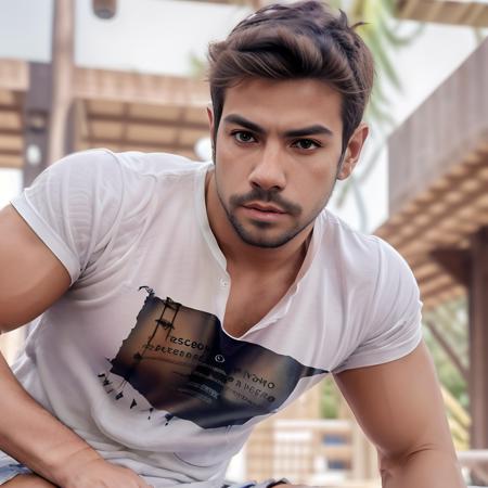 muscled, t-shirt, Mariano Gomes <lora:Mariano Gomes:1>, face focus, face detais, (realistic), 8K image