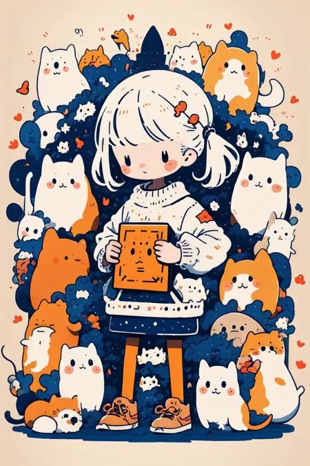 Cute Chibi Cat Pattern Style