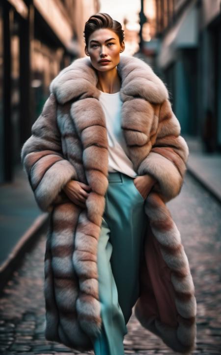 <lora:grace_elizabeth_xl_lora_13:1>grace elizabeth woman fashion photo, Realistic 8K portrait: woman walking down the street wearing a fur coat; dramatic lighting, cinematic colors; hyper-above