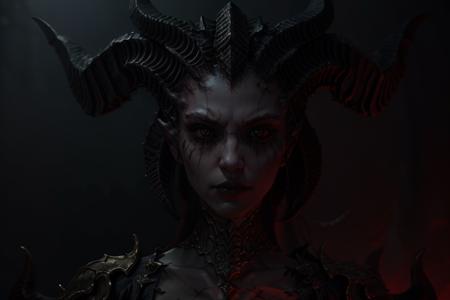 LilithDiablo, solo, 1girl, horns, portrait, looking at viewer, blurry, colored sclera, black sclera, red theme, black hair
masterpiece, best quality,
<lora:add_detail:0.7>,<lora:epi_noiseoffset2:1>, <lora:LilithDiablo:0.7>