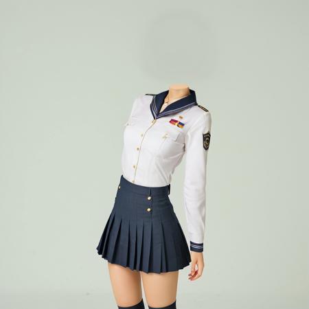masterpiece, ultra-detailed, best quality, 8K, illustration, absolutely eye-catching,  
1girl, solo, cute, uniform, skirt, active, 
withnstump, only neckstump