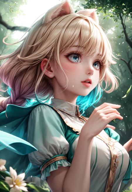 girl in a forest with floating flowers, river, puffy, puffy cheeks, cute,
vibrant colors, colorful art style, 
soft lighting, soft shadows, detailed textures, dynamic lighting,  
nice hands, perfect hands, 
<lyco:GoodHands-beta2:1.0> 
<lora:add_detail:1>