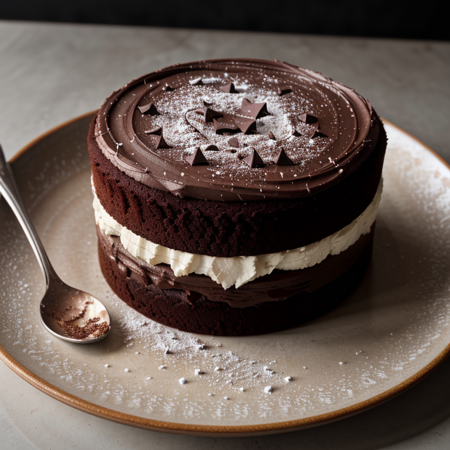 RAW photo, chocolate cake, foodphoto, professional colour grading, soft shadows, no contrast, clean sharp focus, foodphoto, <lora:foodphoto:0.5>