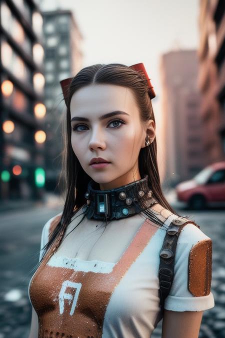 photo of  YuliyaIvanova (front to camera), detailed european face, (aspiring facial expression), (((magmapunk style close))), ((magmapunk city on the background)), RAW, analog style, ultra detailed photograph, cinematic lighting, artstation, 4k, sharp focus, high resolution, detailed skin, detailed eyes  <lora:YuliyaIvanova:0.9>