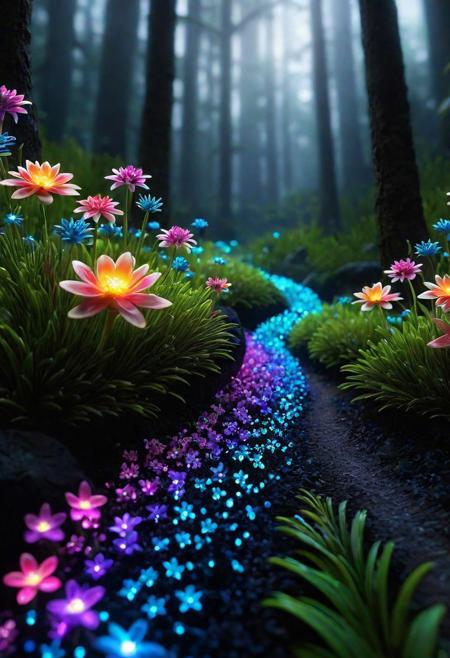 Fantasy, twinkling flowers, forest, light, sparkle, fine art, extreme details, photorealistic, matte painting" ultra highly detailed, detailed, black bg, night bg, rainbow color, ceramic, this one digital painting, highly detailed, intricated, intricated pose, clarity, high quality, center align, Miki Asai Macro photography, close-up, hyper detailed, trending on artstation, sharp focus, studio photo, intricate details, highly detailed, by greg rutkowski<lora:xl_more_art-full_v1:0.4>