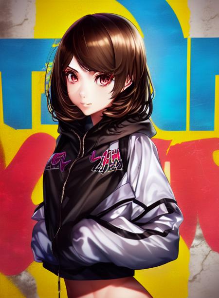 1girl, bangs, by mika pikazo, upper body, simple background, graffiti, bokeh, photograph, anatomy, album art
<lora:mikapikazo-v1-10k-lora:2>