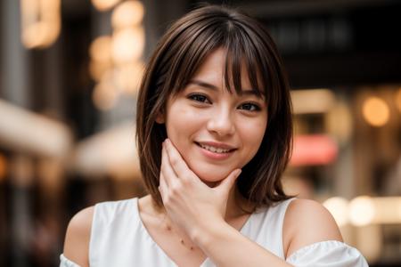 photo of a 30 year old girl,clapping hands,happy,laughing,facing viewer,ray tracing,detail shadow,shot on Fujifilm X-T4,85mm f1.2,depth of field,bokeh,motion blur,<lora:add_detail:1>,