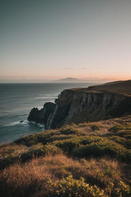 raw photo, a sunset landscape, Valdivian temperate forests coast, Chilean coast,  cliffs, cozy, photorealistic, high detailed texture, 8k uhd, dslr, soft lighting, high quality, film grain, Fujifilm XT3, Sony A7 IV, highly detailed photography, (muted colors, cinematic, dim colors, soothing tones:1.2), vibrant, insanely detailed, hyperdetailed, (dark shot:1.2), (vsco:0.3), (intricate details:0.9), (hdr, hyperdetailed:1.2) (highest coherency: 1.39) (highest quality: 1.39) (rule of Thirds) (award winning) (breathtaking) (masterclass)