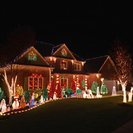 a home with christmas lights on it