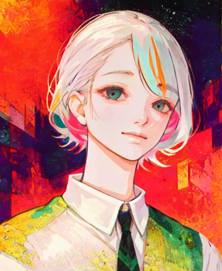 portrait, masterpiece,  in the style of <lora:sui_ishida_v1-000003:0.6>, colorful, ishida sui, abstract background