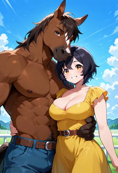 Human female on Furry male (Concept)