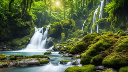 ebest quality,masterpiece,highers,4k,8k,realistic,
tropical_rainforest,bush,forest,grass,jungl,horizon,lake,moss,nature,outdoors,plant,rainforest,rock,scenery,sky,stream,stone,sunlight,tree,water,waterfall,