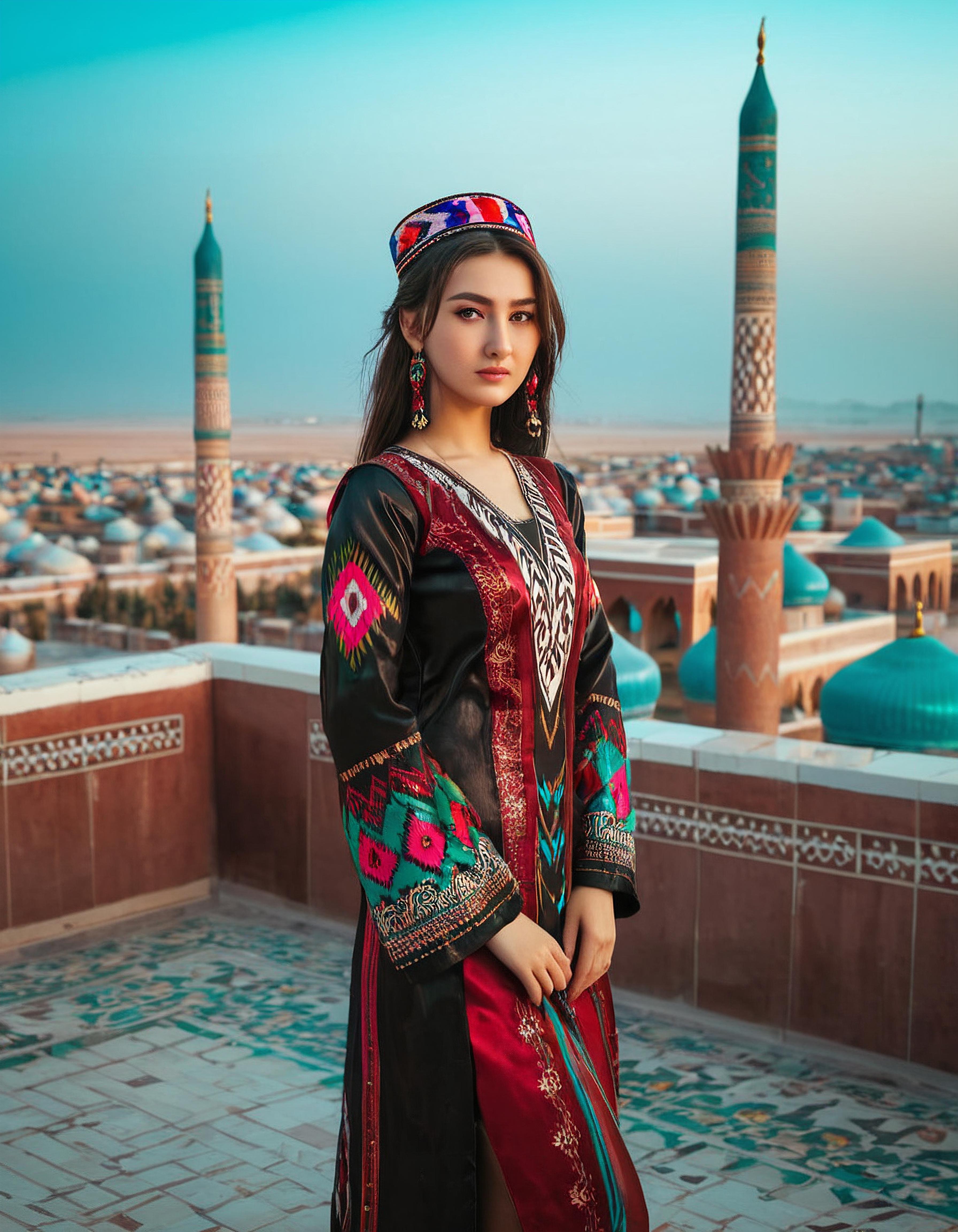 Uyghur Etles LoRA | 维吾尔艾德莱斯裙 image by arslan2012