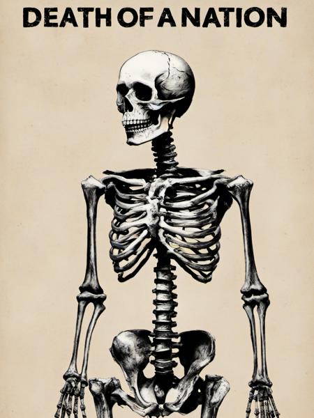 human skeletons, punk graphics by jamie reid, text: "death (of) (A) nAtion"  <lora:so77-XL:0.1>