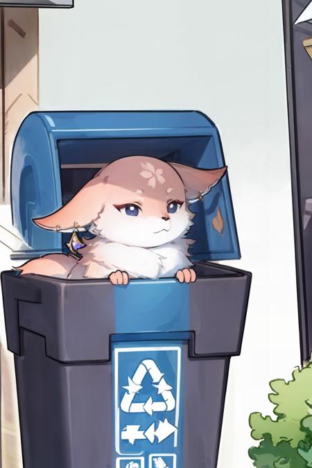 masterpiece, best quality,   <lora:KasumizawaMiyu:1>,  <lora:YaeMikoFox:1>,trash can,in contain,yaemikofox