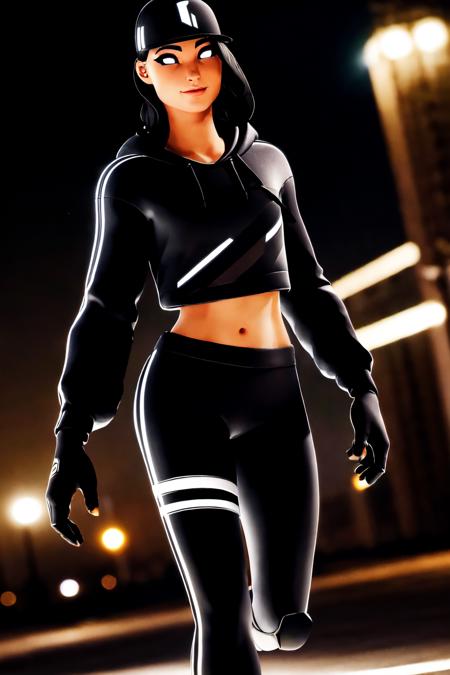 ((upper body:1.2, in a crowded city at night, dark, glowin eyes, walking in a crowd, frontal view )) <lora:RubyLoRA:1> ruby, black gloves, white eyes, black hoodie, black hat, black pants, black shoes, beautiful girl, high detail skin, high detail eyes, high detail hair, highres, ultra detailed, sharpen picture, Highly detailed, masterpiece, best quality, photorealistic,