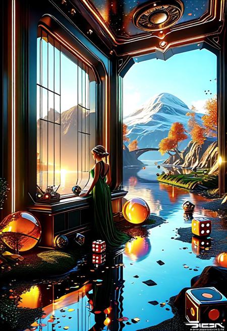 RetroBG, Regret, Obsession, Window, Date, River, Temptation, Reflection, Mortal, Miracle, Trust, Elves, Dice, 
3d-rendering, concept-art, digital, dreaminess, futuristic, multimedia, virtual-reality, 
eeriness, fantasy, other-worldliness, science-fiction, surreal, colorful, sci-fi, technological, alien worlds, space themes, advanced civilizations, 
intricate details, highly detailed, ultra-detailed, absurdres, unreal engine, octane rendering, high contrast, vivid, vibrant, volumetric lighting, sharp focus,