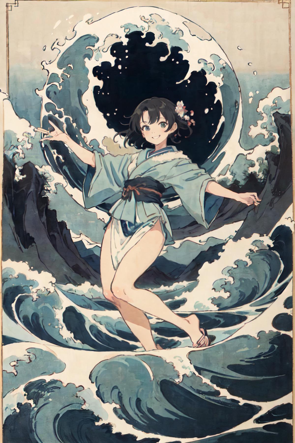 The Great Wave off Kanagawa art style lora image by kokurine