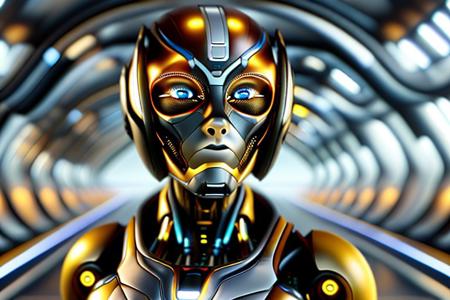 masterpiece, awesome quality, hyper detailed, ((DonMX3n0T3ch, futuristic, scifi, tech)), female robot,  <lora:DonMX3n0T3ch:1.5> cool, awesome