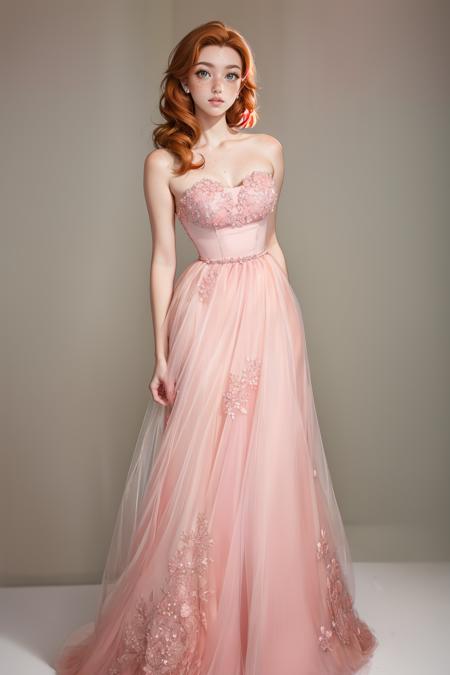 p1nkt1ps, long pink dress, strapless,