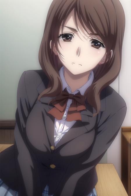 chieashikaga, <lora:chie ashikaga-lora-nochekaiser:1>,
chie ashikaga, brown hair, (brown eyes:1.5), medium hair,
BREAK skirt, long sleeves, bow, school uniform, earrings, bowtie, red bow, buttons, blazer, (black blazer:1.5),
BREAK indoors, classroom,
BREAK looking at viewer, (cowboy shot:1.5),
BREAK <lyco:GoodHands-beta2:1>, (masterpiece:1.2), best quality, high resolution, unity 8k wallpaper, (illustration:0.8), (beautiful detailed eyes:1.6), extremely detailed face, perfect lighting, extremely detailed CG, (perfect hands, perfect anatomy),