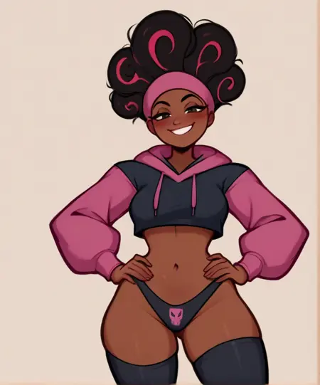 Paggi Outfit - Pink and black hoodie with panties and thighhighs