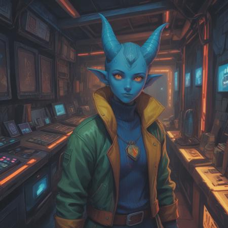 a close up of a warrior toothbrush outfit , status icons, blue tiefling, uncompressed, 3 dex, by Constant, skydsgaard, nullification, octane render, trending on artstation, artwork on deviant art, filip hodas, nick cage, james gurney, POINT PERSPECTIVE DUNGEON pineapple ROOM filled with objects, painted by Edward Gorey and Moebius and Greg Rutkowski and Paul Wenzel and George Barr, straight dark outline,trending on artstation, iridescent cool blue and cyan and red and blue and yellow and green lighting front view futuresynth, outrun, vibrant colors, Sabattier filter, Watercolor