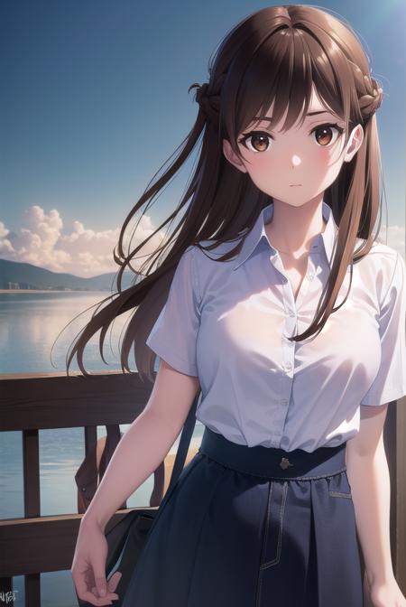 mizuharachizuru, <lora:mizuharachizuru-lora-nochekaiser:1>, 
mizuhara chizuru, long hair, brown hair, (brown eyes:1.7), (one side up:1.5), bangs, braid, hair braid,
BREAK shirt, short sleeves, puffy sleeves, collared shirt, white collar, pink shirt, skirt, blue skirt,
BREAK outdoors, city,
BREAK looking at viewer, (cowboy shot:1.5),
BREAK <lyco:GoodHands-beta2:1>, (masterpiece:1.2), best quality, high resolution, unity 8k wallpaper, (illustration:0.8), (beautiful detailed eyes:1.6), extremely detailed face, perfect lighting, extremely detailed CG, (perfect hands, perfect anatomy),