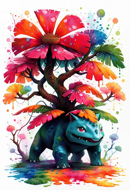Venusaur: Seed Frog Pokemon | フシギバナ (Pokedex #0003) [Illustrious]