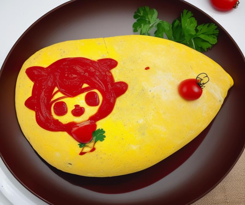 food Omelette ketchup art image by maruhobby924