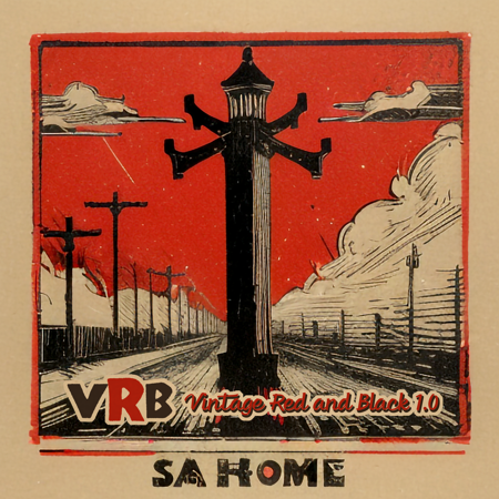 VRB Label Matchbox Print Red and Black Vintage