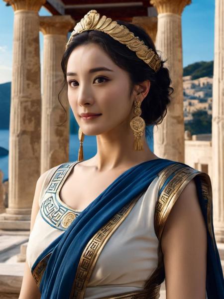 yangmi woman,beautiful,  masterpiece,highres, unity 8k wallpaper, a greek goddess,  Trending on Artstation, hyperrealism, elegant, stylized <lora:yangmi_XLL6e4_10:0.5>