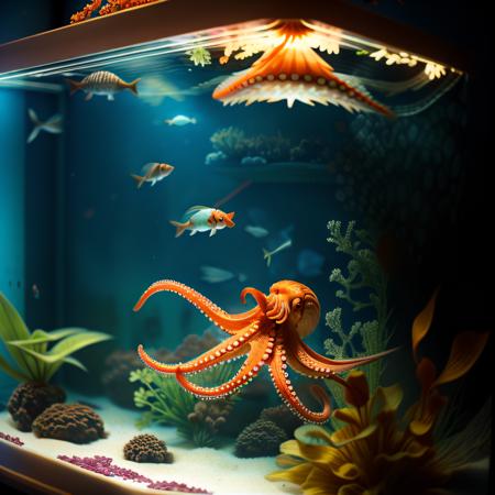 rcnz_hqr, 8ctopus, a photo of an octopus swimming in a ((small fish tank)) in a bedroom
 <lora:8ctopus:.4>