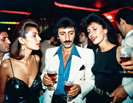 Iconic Photos From 1980's night clubs from Istanbul, lounge. movie stars (ferdi tayfur, aylin koca) , having fun ,alcohol-free ,smoking,  photos taken by Meryl Meisler