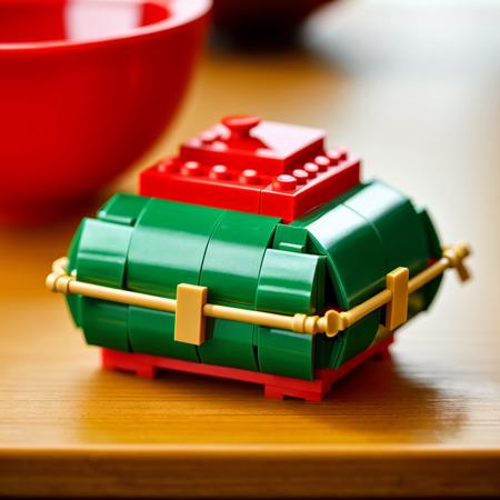 RAW photo, a zongzi on a table  <lora:lego_v1.1:0.8> LEGO BrickHeadz, , (high detailed skin:1.2), 8k uhd, dslr, soft lighting, high quality