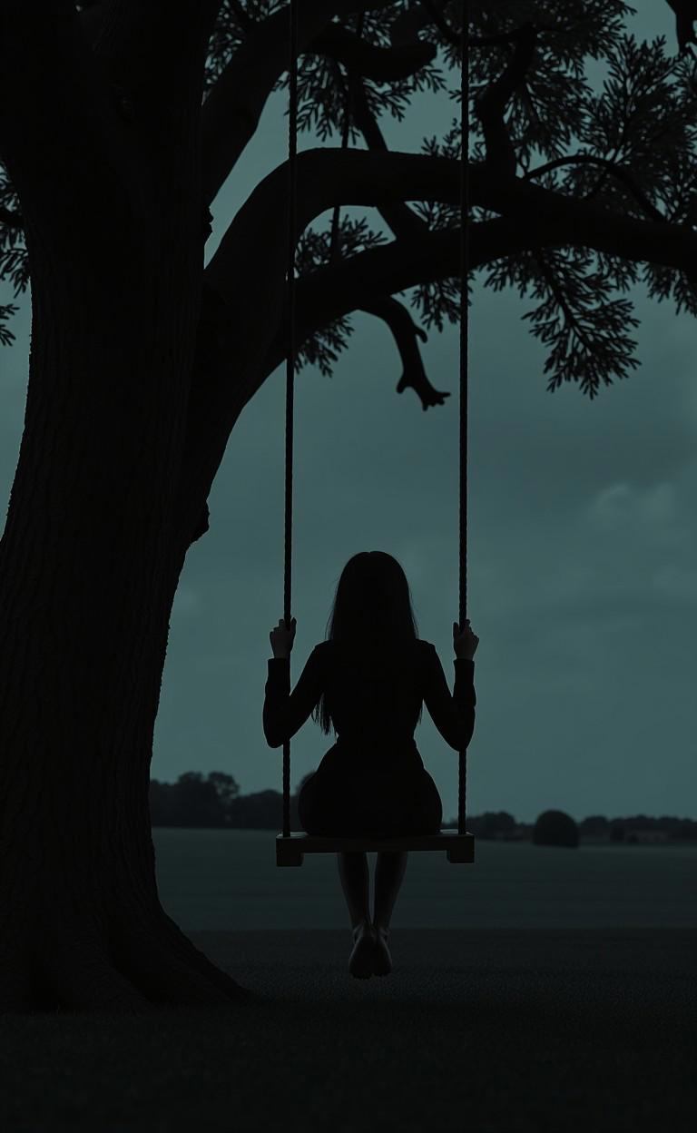 frenwenog_style man, bright, spooky A woman sitting on a swing hanging from an old oak tree, her feet gently brushing the soft grass beneath her as she gazes out at the peaceful countryside.
<lora:flux_halloween_s03_frankenweenie_frenwenog_style:0.85>