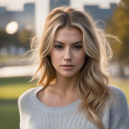 <lora:charlottemckinney_sdxl:1>  charlottemckinneya woman wearing a sweater, hair blowing in the wind, jeans, outside, park , portrait, beautiful bone structure, (realistic, photo-realistic:1.37), ultra high res, ultra-detailed, incredibly beautiful girl, 8k uhd, dslr, soft lighting, high quality, film grain, Fujifilm XT3