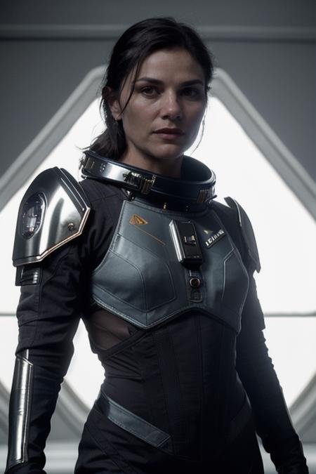 photo of lindafiorentino woman (wearing as a space cop:1.2) , (rim lighting:1.3), detailed face  , sharp details, (8k uhd) RAW proffesional photo , masterpiece, realistic, realism,  high contrast, digital art trending on Artstation 8k HD high definition detailed realistic, detailed,  hyper detailed, best quality, ultra high res,  high resolution, detailed,ultra  sharp ,  rich colors, hyper realistic, lifelike texture, dramatic lighting, unreal engine, trending on artstation     <lora:lindafiorentino:1>