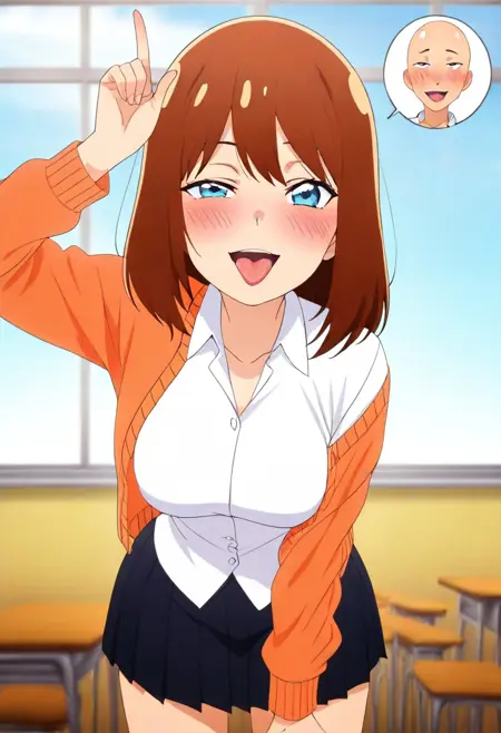 cute girl with orange cardigan by hyoui093